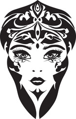 Women face vector tattoo design illustration