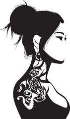 Women face tattoo design illustration