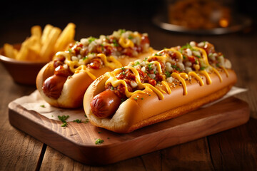 Delicious Chili Dogs Created with Generative AI Tools - Powered by Adobe