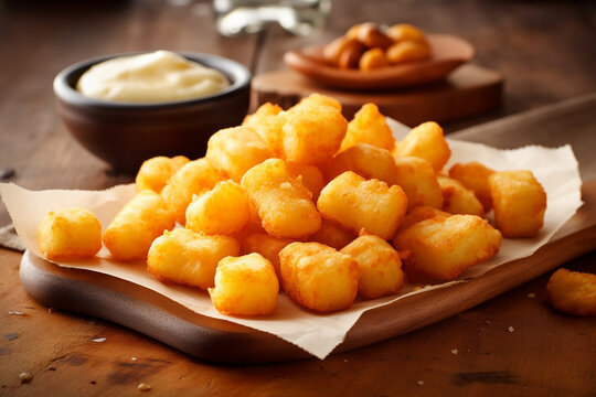 Crunchy Fried Cheese Curds Created with Generative AI Tools