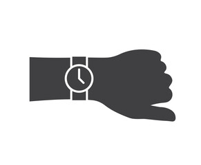 wristwatch on the hand icon - vector illustration
