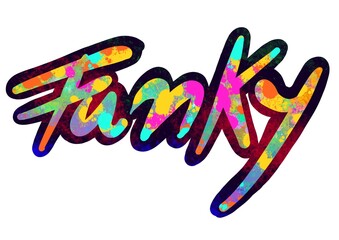 funky, logo design, word made in digital painting with grunge effect