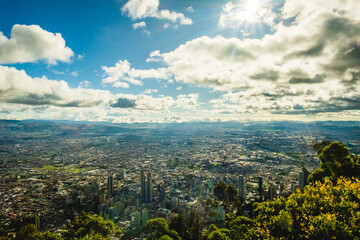 bogota cityscape drone aerial over populated Latin America colombia capital 