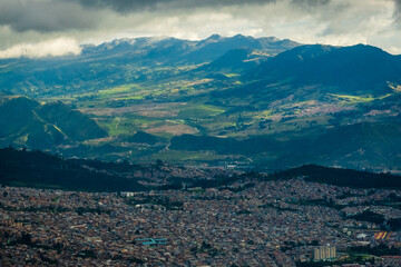 bogota Colombia capital aerial view of cityscape with andes mountains 