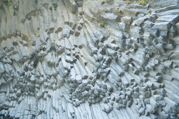 eroded lava walls in Alcantara Gorge in Fondaco Motta, near Catania ,Sicily, Italy