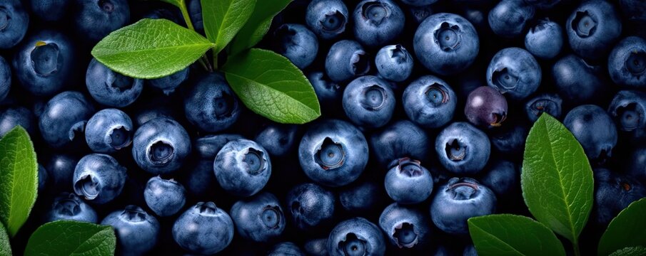 Fresh Blueberries on Background. Close-Up of Healthy and Organic Blueberry Fruit