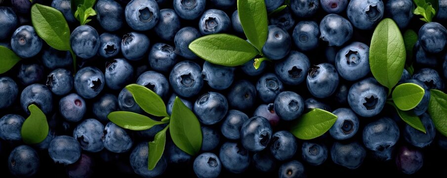 Fresh Blueberries on Background. Close-Up of Healthy and Organic Blueberry Fruit