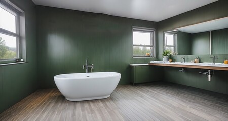 Obraz na płótnie Canvas Industrial Splendor: A Colorful Houseboat Bathroom Interior generative ai