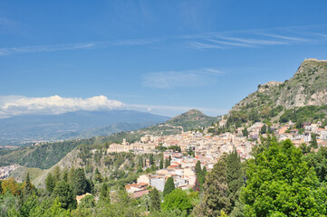 Obraz premium View of the surroundings of Taormina, Sicily, Italy