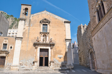 Fototapeta na wymiar View of the Church of Saint Catherine of Alexandria in Taormina, Sicily, Italy