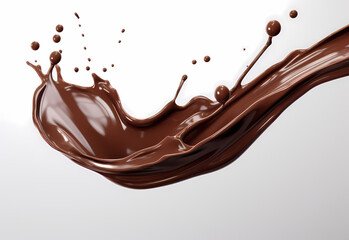 melted chocolate splash on a white background, captured in realistic color, a testament to sweet indulgence, generative ai.