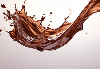melted chocolate splash on a white background, captured in realistic color, a testament to sweet indulgence, generative ai.