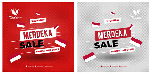 Anniversary Independence Day of the Republic Indonesia. Independence day sale poster template