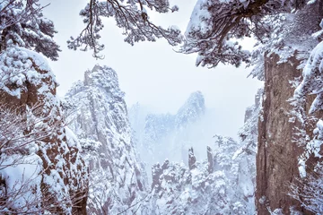 Cercles muraux Monts Huang Snow landscape of Huangshan mountain,located in Anhui province,China