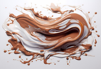 melted chocolate splash on a white background, captured in realistic color, a testament to sweet indulgence, generative ai.