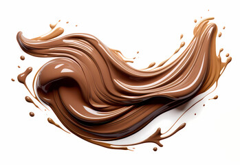melted chocolate splash on a white background, captured in realistic color, a testament to sweet indulgence, generative ai.