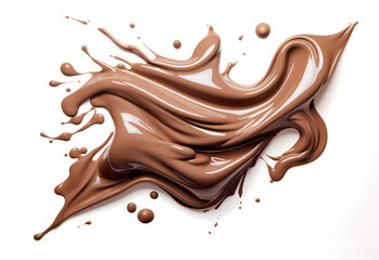melted chocolate splash on a white background, captured in realistic color, a testament to sweet indulgence, generative ai.