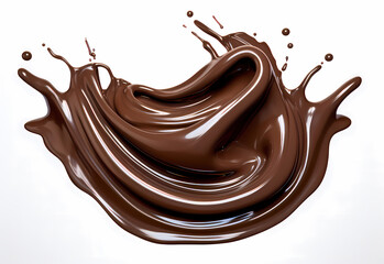 melted chocolate splash on a white background, captured in realistic color, a testament to sweet indulgence, generative ai.