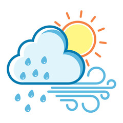 Weather meteorology sun cloud rain wind icon illustration