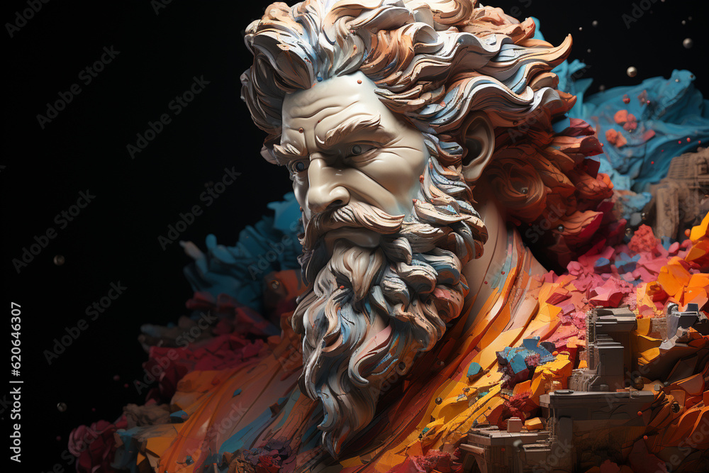 Aufkleber beautiful abstract geometric zeus - king of the gods and ruler of mount olympus sculpture concept. g