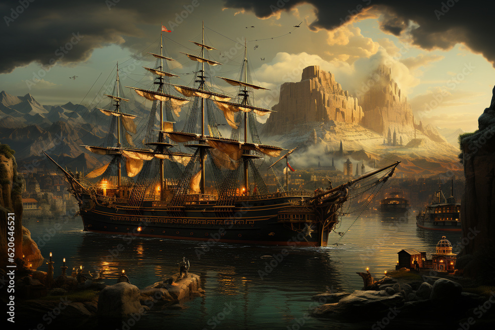 Poster a vintage map of ancient maritime trade routes, illustrating the historical significance of seafarin