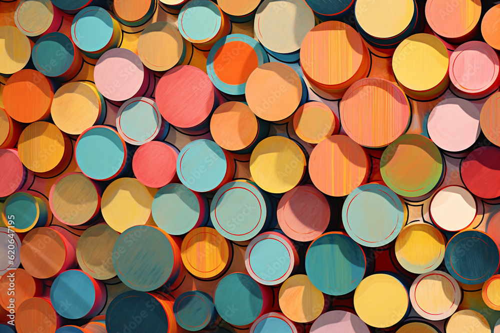 Poster A visually captivating contemporary art piece featuring a modern circle background in a bold and eclectic color palette. Generative AI technology.