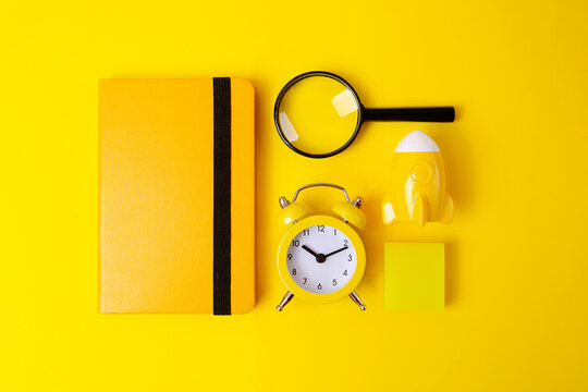 Flat lay making from stationery,back to school concept.