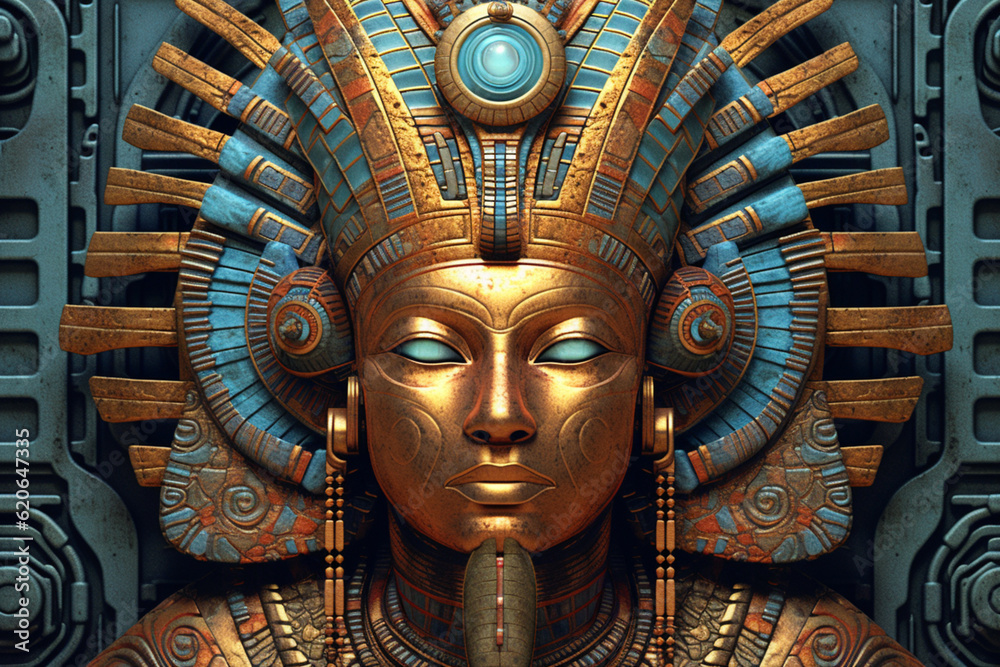 Poster wisdom's keeper: an abstract representation of an egyptian god embodying wisdom and knowledge. gener
