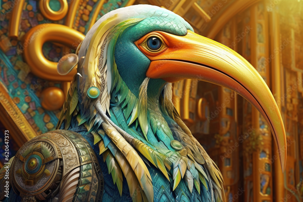 Poster  A captivating image depicting the abstract form of Thoth, the god of knowledge and writing. Generative AI technology.