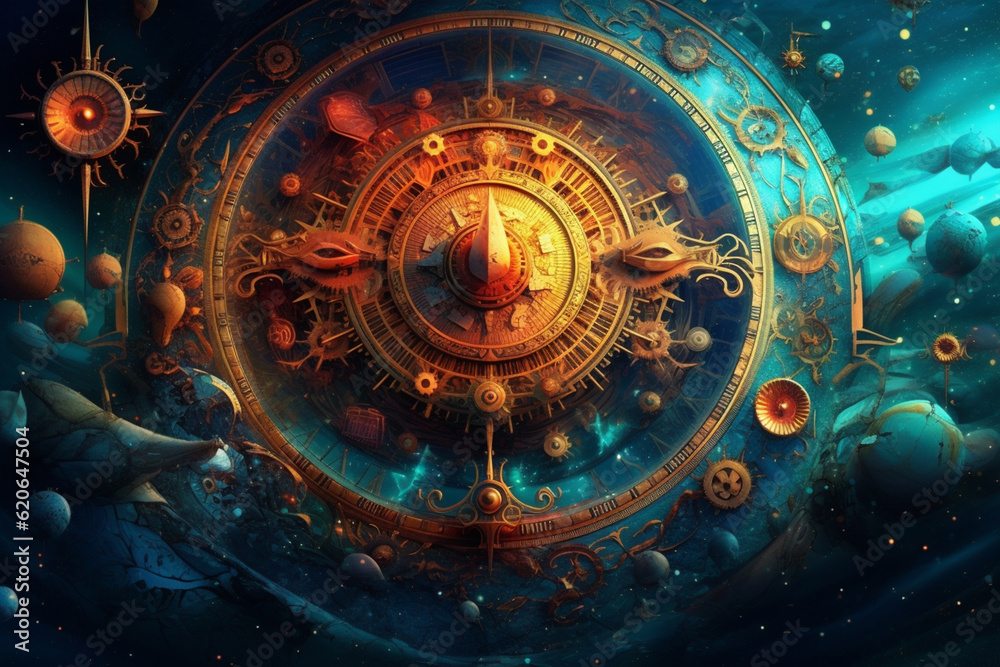 Aufkleber sumerian cosmos: a captivating image featuring abstract celestial motifs inspired by sumerian cosmol