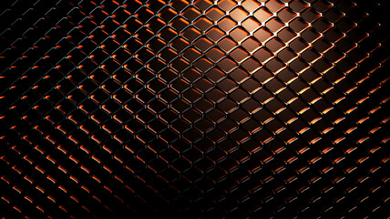 Metal Abstract background rendering in high resolution, black carbon mesh with orange light, generative ai tools