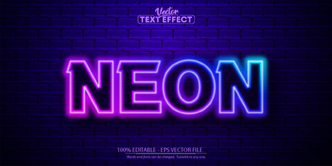 Neon text, neon style editable text effect © DesignVectX