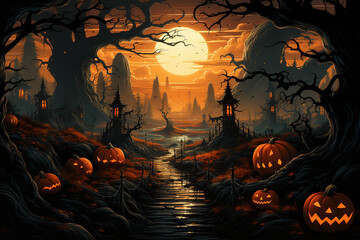 halloween background with pumpkins