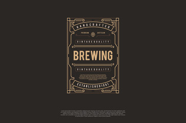 Beer logo Old label brewery frame emblem design. Vector design element