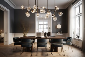 Sophisticated Modern Restaurant Interio. Generative AI