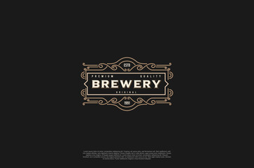 Beer logo old label brewery emblem design. Vector design element