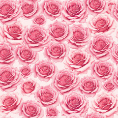 Pink rose flower bouquets elements seamless pattern full filled