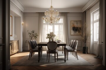 traditional dining area. Mockup of an interior. Generative AI