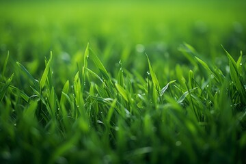 Vibrant green grass field: A captivating background showcasing a lush and vibrant green grass field, evoking a sense of freshness, vitality, and natural beauty. Generative AI