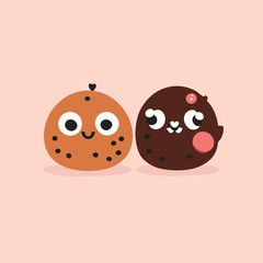 Chocolate Monster cute sweet smile Illustration style and emoji