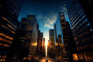 Fototapeta premium city skyline at sunset