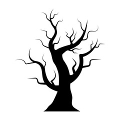 silhouette of halloween tree icon.