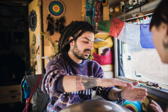 Rasta Man With Dreadlocks play music