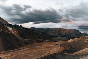 Texture And Colorful Landscape In Iceland snowy and mossy Mountains