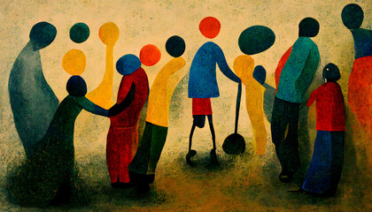 Inclusive Connections: A Vibrant Flat Design Illustration Celebrating Social Inclusion - AI Generative