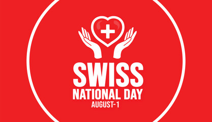 Happy Swiss National Day or Switzerland national day background template. Holiday concept. background, banner, placard, card, and poster design template with text inscription and standard color.