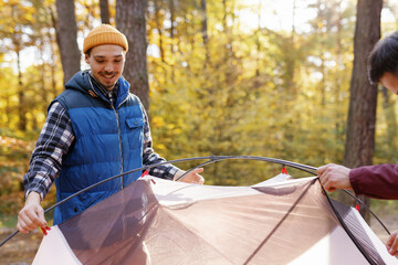 Setup camp ecotourism wild camping weekend