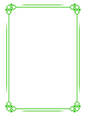 Green text box for entering text with arrow. Vector frame isolated on white