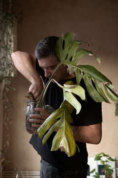 Man with plants