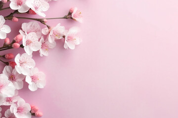 Naklejka na ściany i meble Spring Background: Fresh Flower on Pink Background - Created with Generative AI Tools